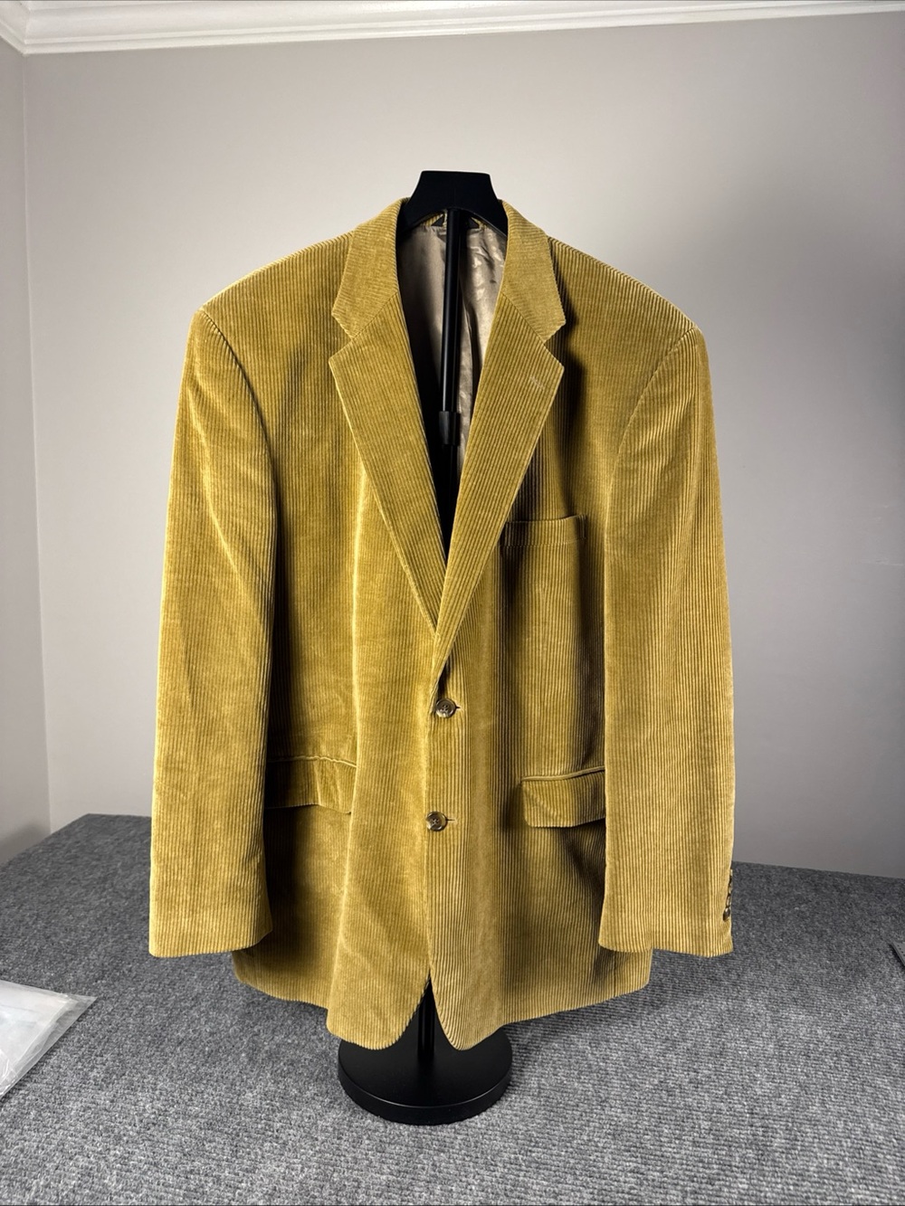 Chaps Ralph Lauren Big And Tall Men's Tan Camel Corduroy Blazer Size 46L Preppy
